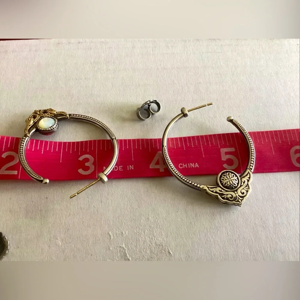Konstantino Mother of Pearl Hoop Earrings, Sterling Silver & 18K Gold - Picture 9 of 11